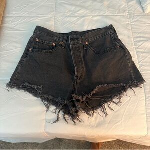 Levi's 501 Black Distressed Jean Shorts